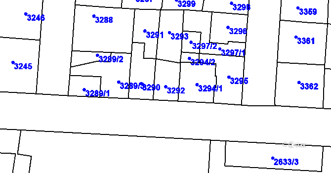 Parcela st. 3292 v KÚ Prostějov, Katastrální mapa