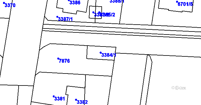 Parcela st. 3384/1 v KÚ Prostějov, Katastrální mapa