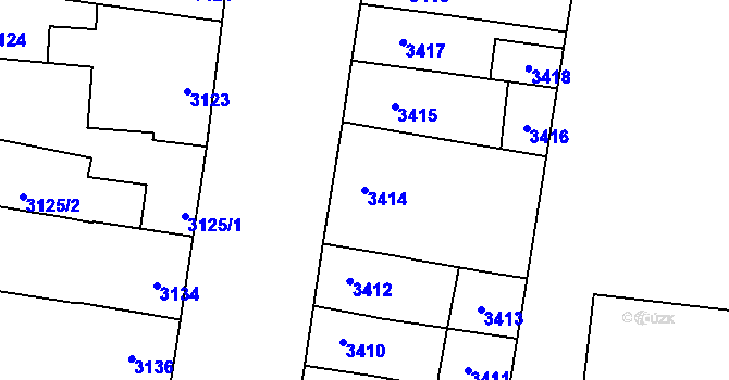 Parcela st. 3414 v KÚ Prostějov, Katastrální mapa