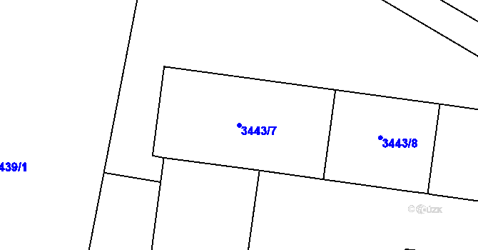 Parcela st. 3443/7 v KÚ Prostějov, Katastrální mapa