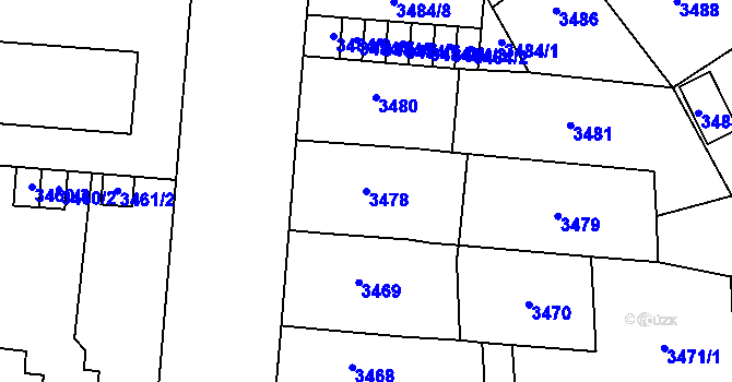 Parcela st. 3478 v KÚ Prostějov, Katastrální mapa
