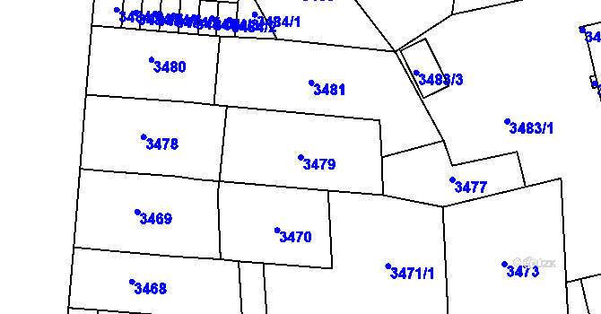 Parcela st. 3479 v KÚ Prostějov, Katastrální mapa