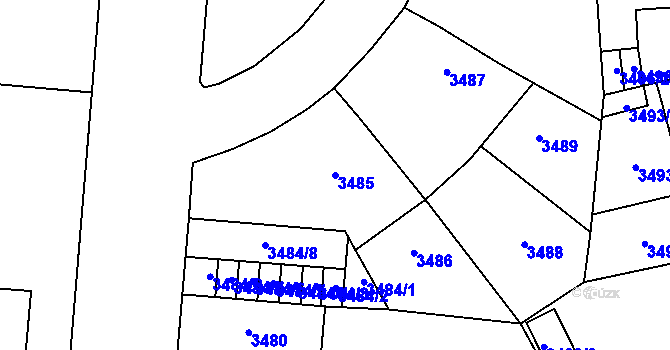 Parcela st. 3485 v KÚ Prostějov, Katastrální mapa