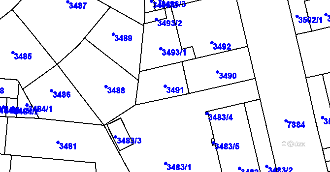 Parcela st. 3491 v KÚ Prostějov, Katastrální mapa