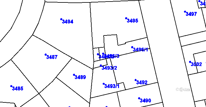 Parcela st. 3496/3 v KÚ Prostějov, Katastrální mapa