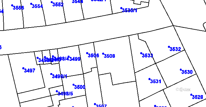 Parcela st. 3508 v KÚ Prostějov, Katastrální mapa