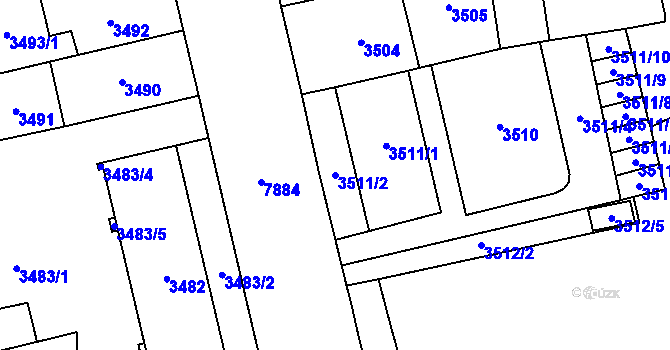Parcela st. 3511/2 v KÚ Prostějov, Katastrální mapa