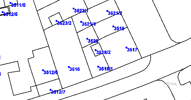 Parcela st. 3518/2 v KÚ Prostějov, Katastrální mapa