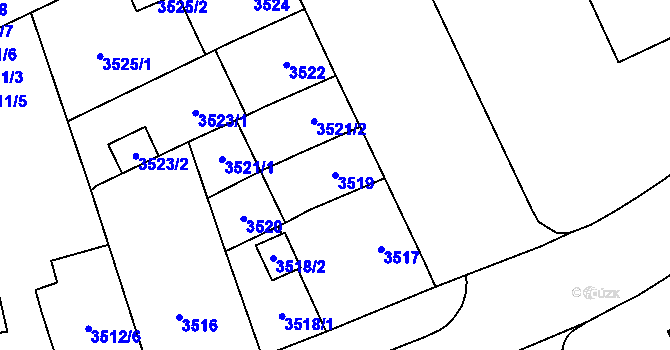 Parcela st. 3519 v KÚ Prostějov, Katastrální mapa