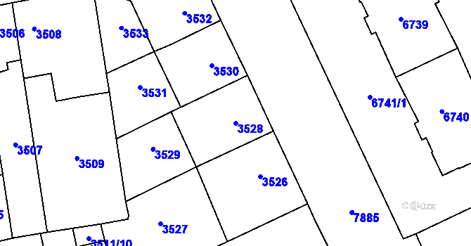 Parcela st. 3528 v KÚ Prostějov, Katastrální mapa