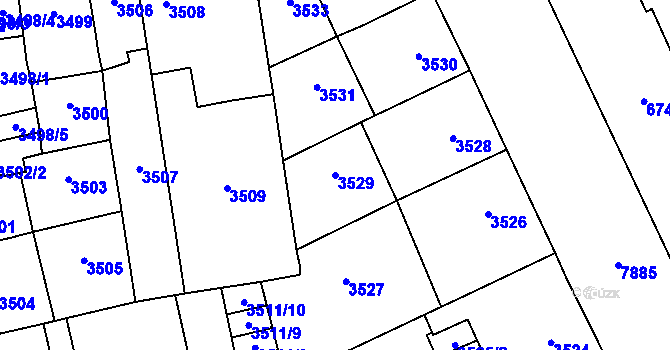 Parcela st. 3529 v KÚ Prostějov, Katastrální mapa