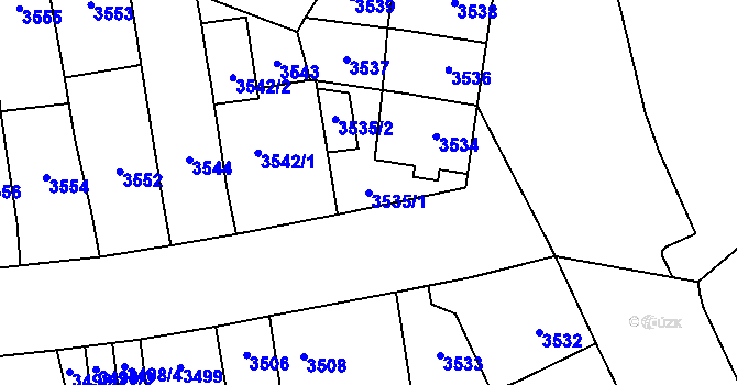 Parcela st. 3535/1 v KÚ Prostějov, Katastrální mapa