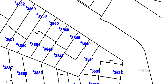 Parcela st. 3540 v KÚ Prostějov, Katastrální mapa