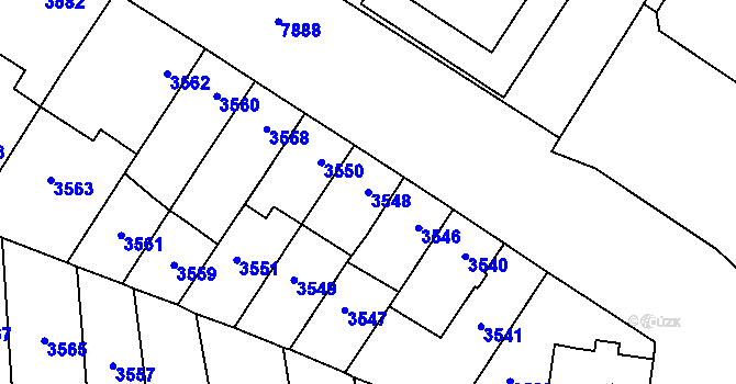 Parcela st. 3548 v KÚ Prostějov, Katastrální mapa