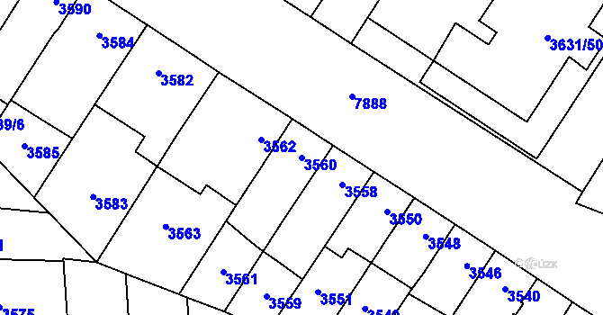 Parcela st. 3560 v KÚ Prostějov, Katastrální mapa