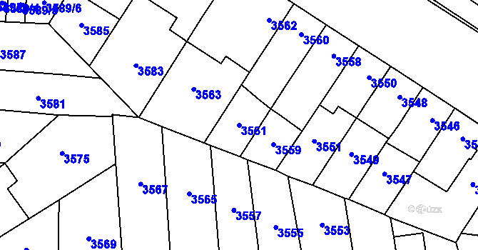 Parcela st. 3561 v KÚ Prostějov, Katastrální mapa