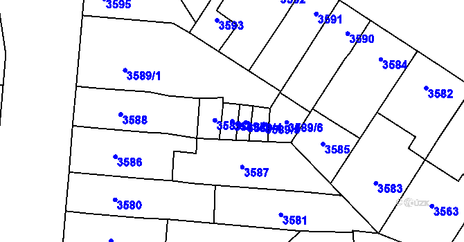 Parcela st. 3589/3 v KÚ Prostějov, Katastrální mapa