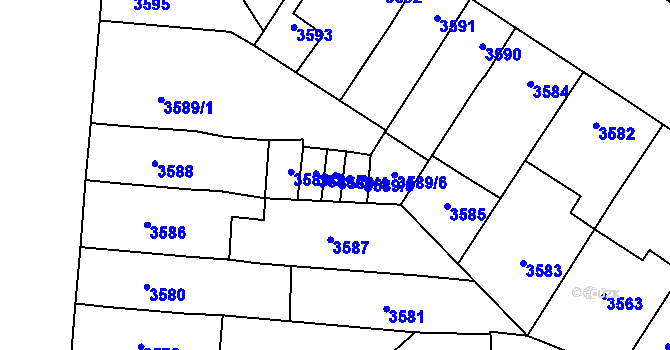 Parcela st. 3589/4 v KÚ Prostějov, Katastrální mapa