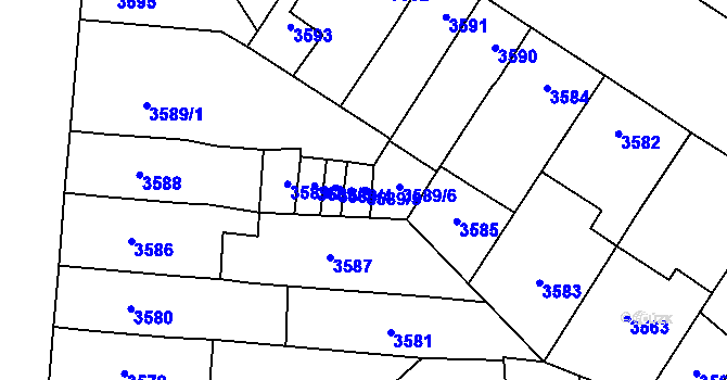 Parcela st. 3589/5 v KÚ Prostějov, Katastrální mapa