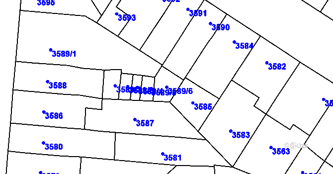 Parcela st. 3589/6 v KÚ Prostějov, Katastrální mapa