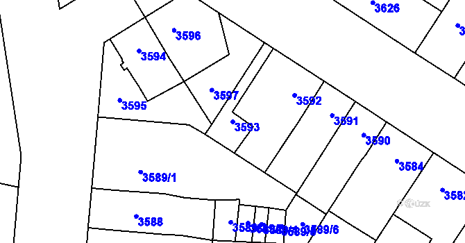 Parcela st. 3593 v KÚ Prostějov, Katastrální mapa