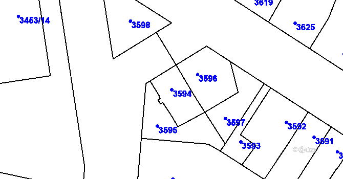 Parcela st. 3594 v KÚ Prostějov, Katastrální mapa