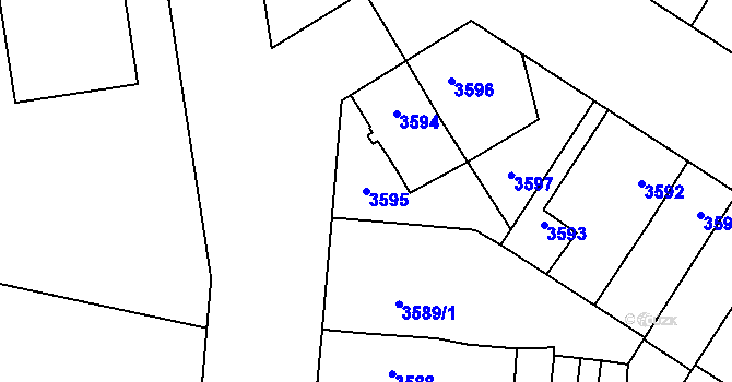 Parcela st. 3595 v KÚ Prostějov, Katastrální mapa