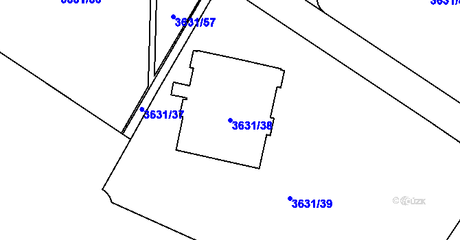 Parcela st. 3631/38 v KÚ Prostějov, Katastrální mapa