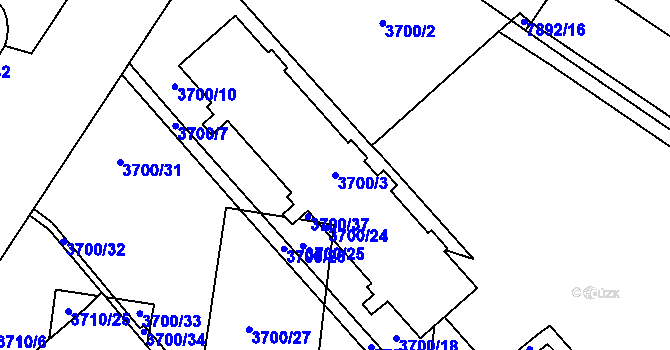 Parcela st. 3700/3 v KÚ Prostějov, Katastrální mapa
