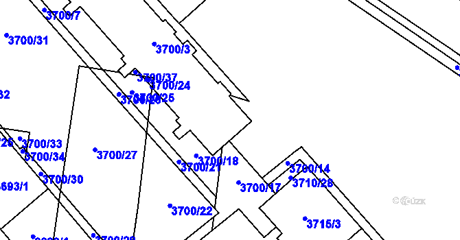 Parcela st. 3700/16 v KÚ Prostějov, Katastrální mapa