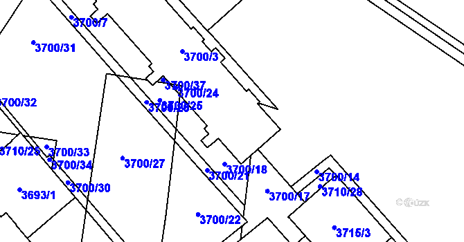 Parcela st. 3700/19 v KÚ Prostějov, Katastrální mapa