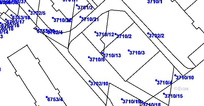 Parcela st. 3710/13 v KÚ Prostějov, Katastrální mapa