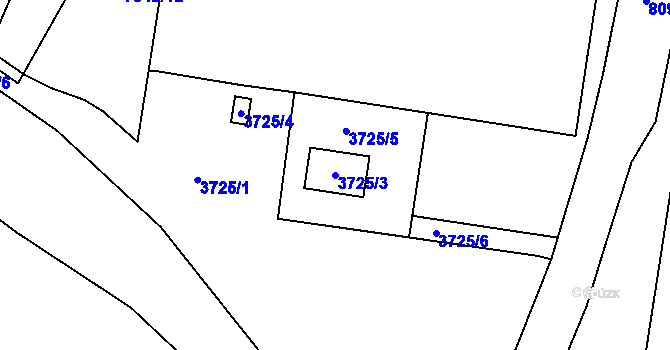 Parcela st. 3725/3 v KÚ Prostějov, Katastrální mapa