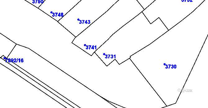 Parcela st. 3731 v KÚ Prostějov, Katastrální mapa