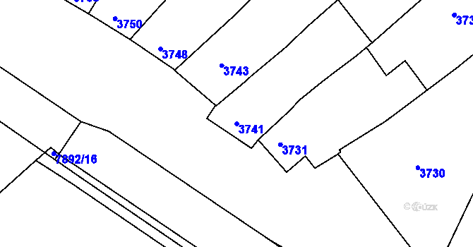 Parcela st. 3741 v KÚ Prostějov, Katastrální mapa