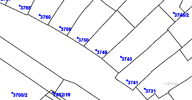 Parcela st. 3748 v KÚ Prostějov, Katastrální mapa