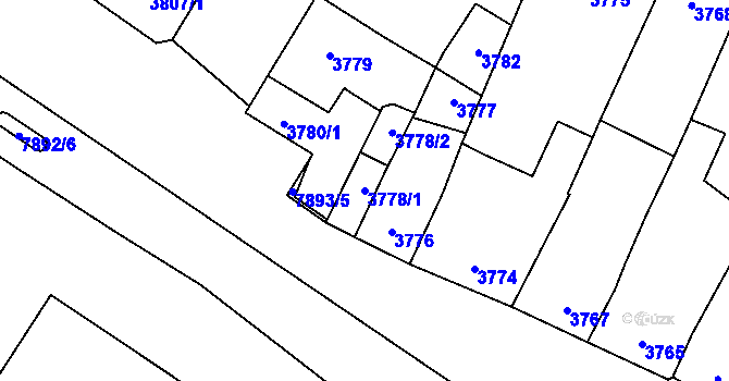 Parcela st. 3778/1 v KÚ Prostějov, Katastrální mapa