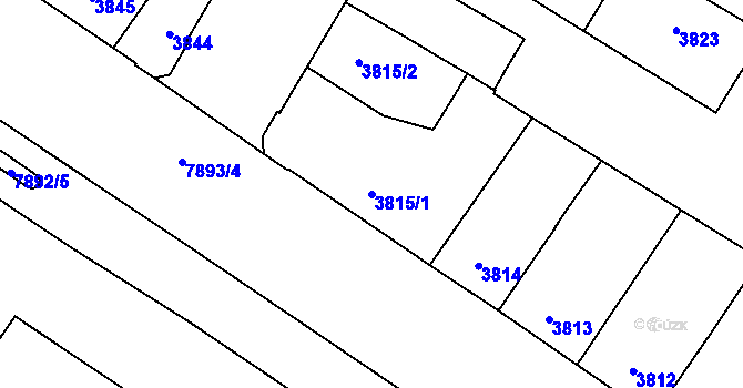 Parcela st. 3815/1 v KÚ Prostějov, Katastrální mapa