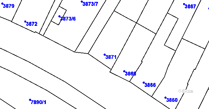 Parcela st. 3871 v KÚ Prostějov, Katastrální mapa