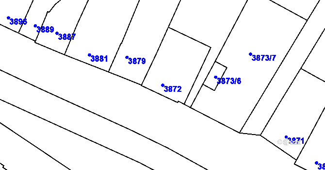 Parcela st. 3872 v KÚ Prostějov, Katastrální mapa