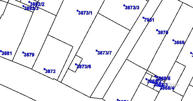 Parcela st. 3873/7 v KÚ Prostějov, Katastrální mapa