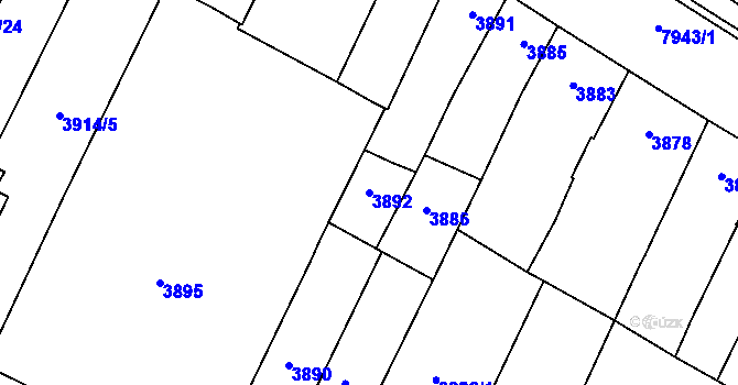 Parcela st. 3892 v KÚ Prostějov, Katastrální mapa