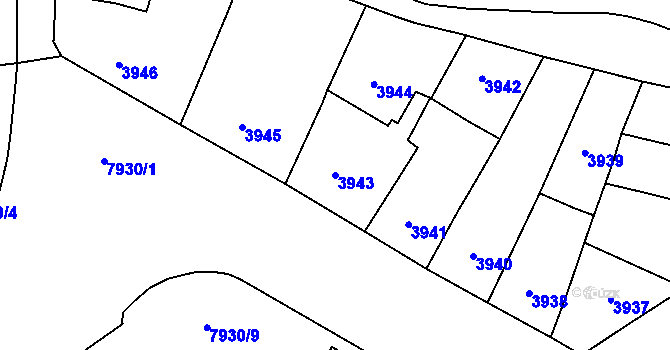 Parcela st. 3943 v KÚ Prostějov, Katastrální mapa