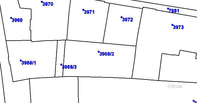 Parcela st. 3968/2 v KÚ Prostějov, Katastrální mapa