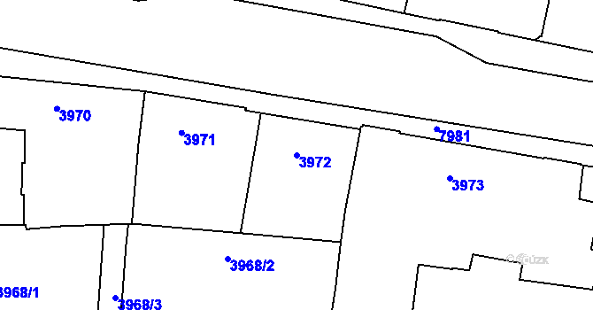 Parcela st. 3972 v KÚ Prostějov, Katastrální mapa