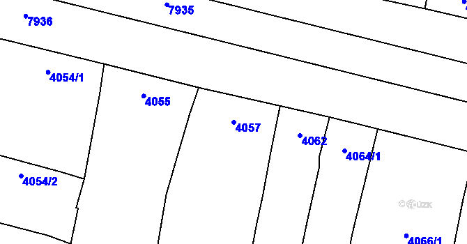Parcela st. 4057 v KÚ Prostějov, Katastrální mapa