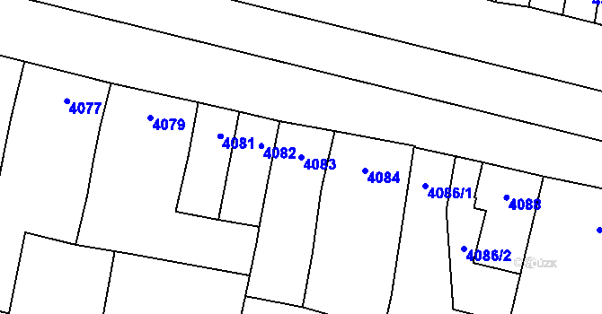 Parcela st. 4083 v KÚ Prostějov, Katastrální mapa