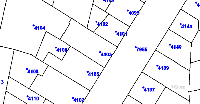 Parcela st. 4103 v KÚ Prostějov, Katastrální mapa