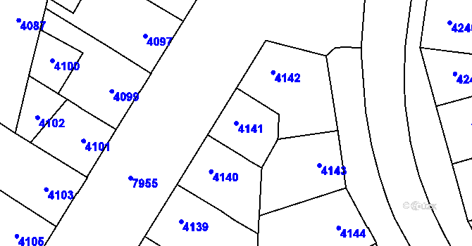 Parcela st. 4141 v KÚ Prostějov, Katastrální mapa