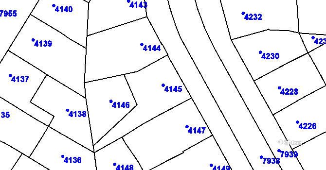 Parcela st. 4145 v KÚ Prostějov, Katastrální mapa